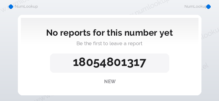 Phone number details for 18054801317